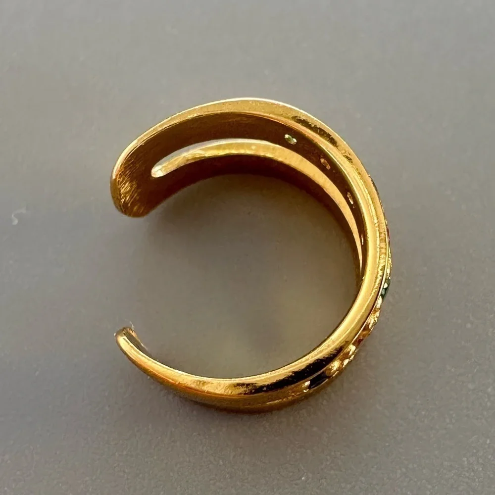 14K Gold Vermeil Multicolor Rainbow Ear Cuff Earring
